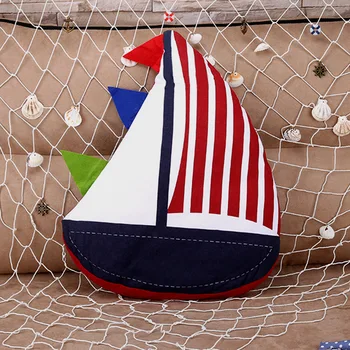 

Creative Bolsters Striped Fish & Sailing Boat Decorative Pillows almofada Mediterranean Hand-made DIY Deer Cushion D Shipping