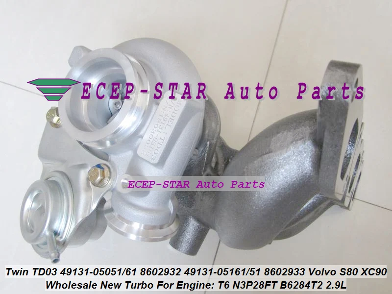 2 Twin TURBO TD03 49131-05051 49131-05061 8602932 49131-05161 49131-05151 8602933 For Volvo S80 XC90 T6 N3P28FT B6284T2 2.9L (4)