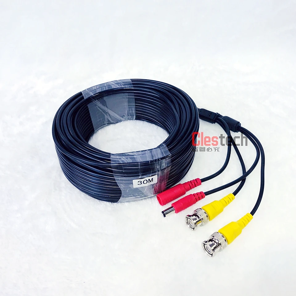 30m 3.2FT Video+power cord HD copper Security Camera Wires for CCTV DVR AHD Extension extension with BNC+DC 2in1 two in on Cable