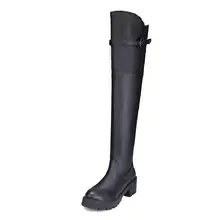SALCXOI winter boots women riding equestrian shoes square heel black plus size over the knee boots woman free shipping &X57-10