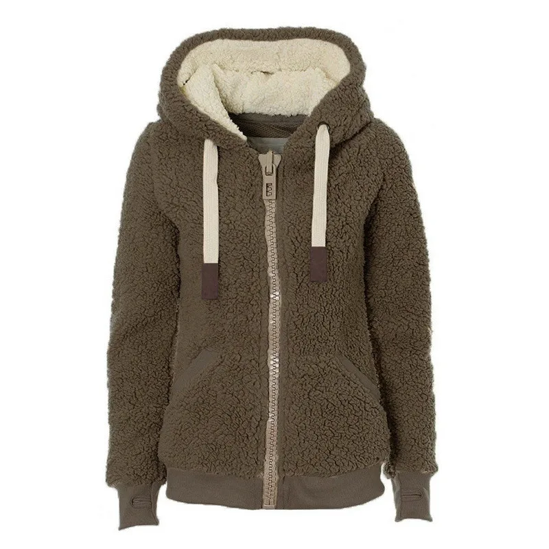 

Winter Sweatshirts Women 2018 Warm Flannel Casual Hoodie Sweatshirt Solid hooded Hoodies Drawstring Fashion Female Plush Coat