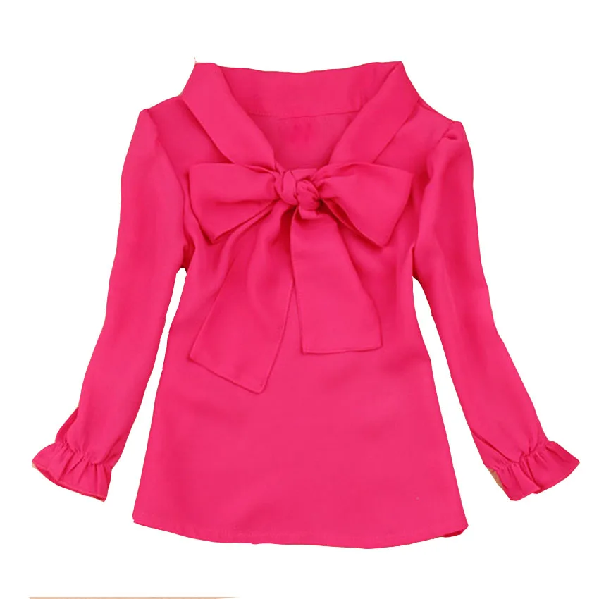 

Teenage Kids Blouses For Girls School Uniforms Long Sleeve Chiffon Shirts For Students Autumn Bow Tops 2 4 6 8 10 12 13 14 Years