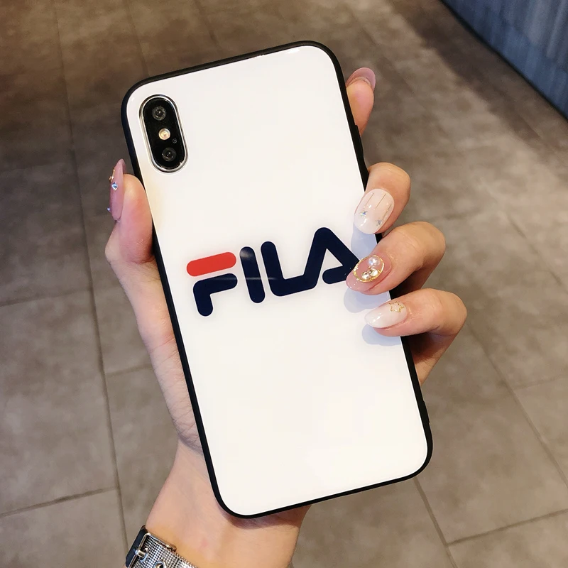 GYKZ Luxury Italy Sports Brand Glossy Phone Case For iPhone 7 X XS MAX XR 6 6s 8 Plus HD Glass Hard Fashion Trend Fundas Cover