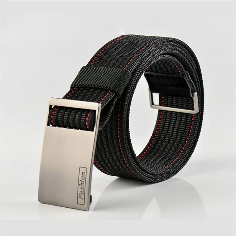 Black red line SupSindy мужской ремень с металлической пряжкой Военный нейлоновый холщовый ремень мужские роскошные панковские армейские тактические ремни для женщин высокое качество мужской ремень - Цвет: Black red line