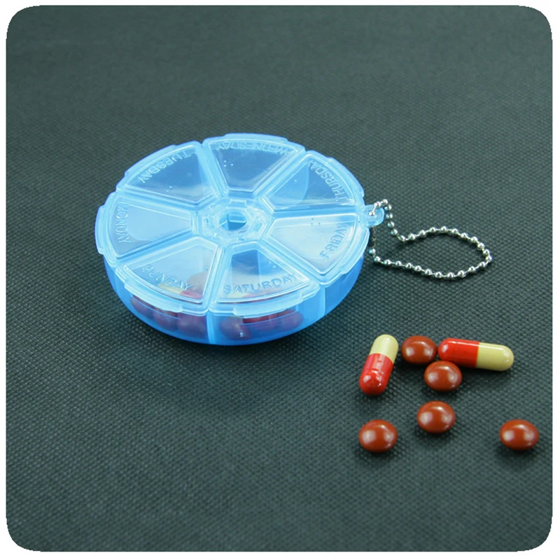 

OPHAX 1pcs Mini Pill Box 7 Days Weekly Round Container Medicine Storage Rotating Pill Cases for Travel Kit Mini Storage Box