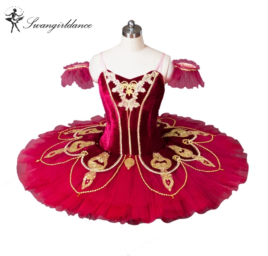 Red Spanish Professional Ballet Tutu Costume Girl Pancake Ballet Tutu Costume Dance Troupe Performance Tutu Don Quixote BT8936
