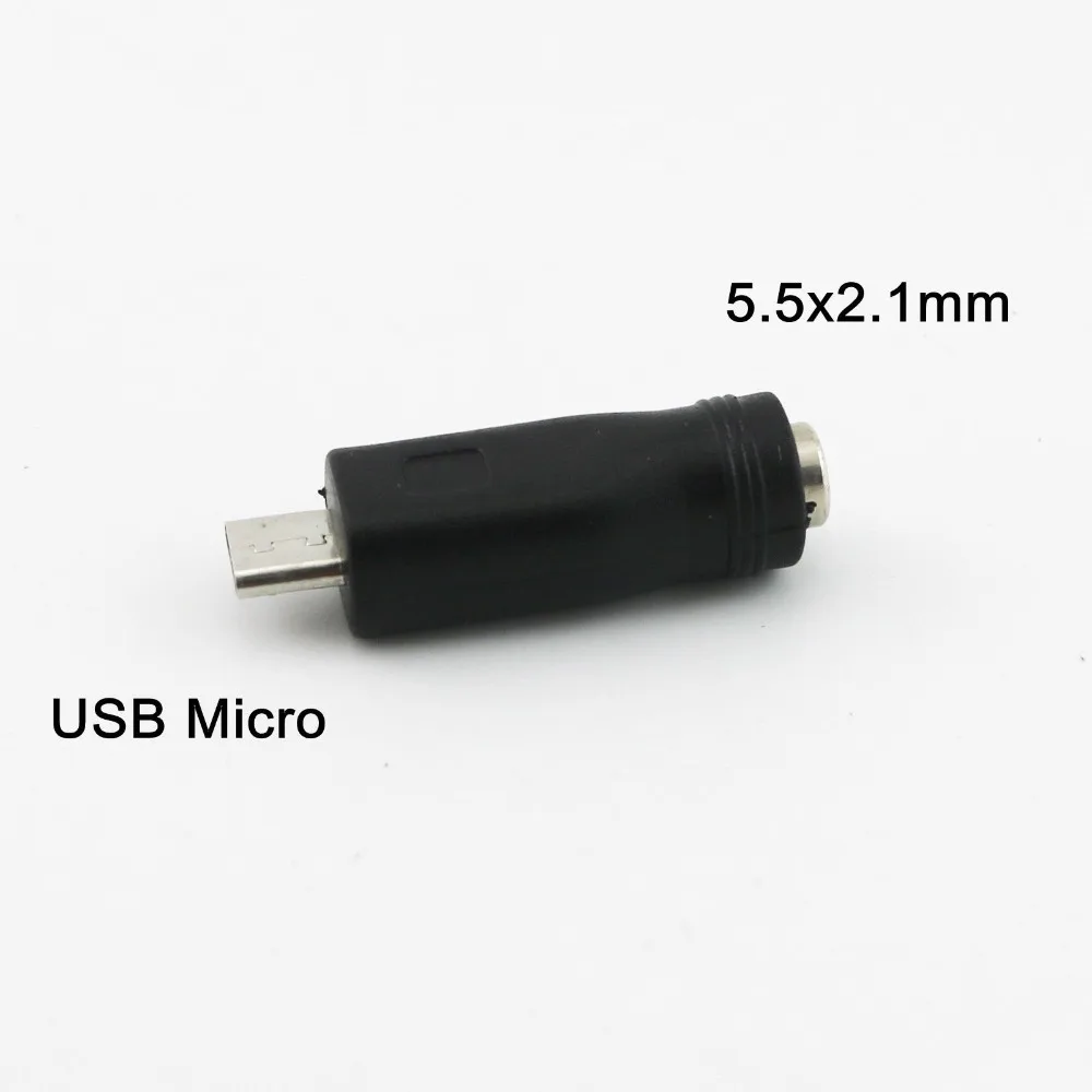 20x Micro USB 5 булавки Штекер 5,5x2,1 мм Женский Jack DC мощность преобразователь, зарядное устройство, адаптер прямой черный