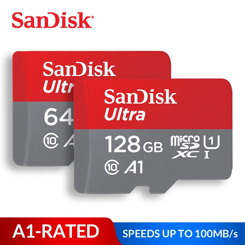 SanDisk Ultra micro SD Card UHS-I C10 U1 A1 карты памяти Micro SDHC/SDXC 16 GB 32 ГБ, 64 ГБ и 128 ГБ карты памяти с адаптер для смартфона