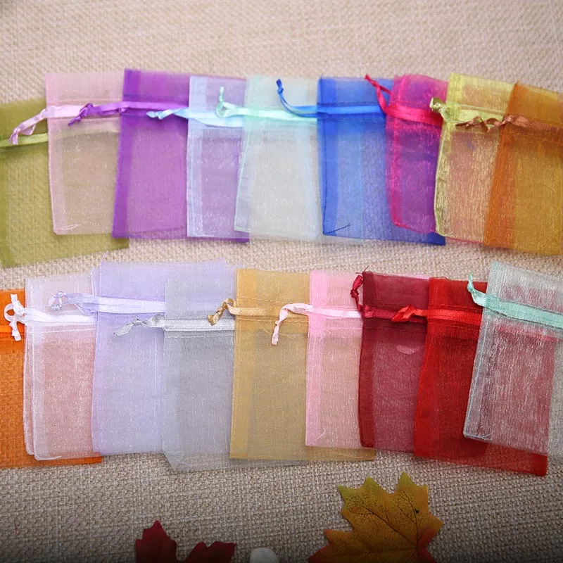 7 5 10cm 20pcs lot Green Multicolor Organza Jewelry Gift Bags Cheap Small Drawstring Bag Wedding
