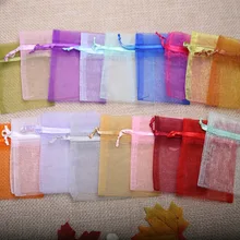 7.5*10cm 20pcs/lot Green Multicolor Organza Jewelry Gift Bags Cheap Small Drawstring Bag Wedding Christmas Packaging Sack