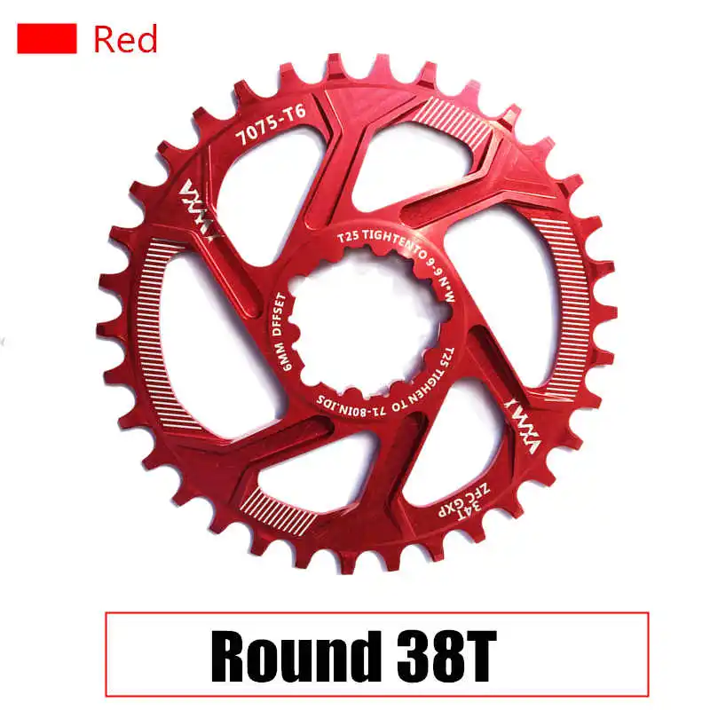 Велосипедный узкий широкий шатун круглая цепная цепь 36T 38T для SRAM GXP XX1 XO1 X1 GX XO X9 велосипедный шатун mtb часть - Цвет: 38T  Red
