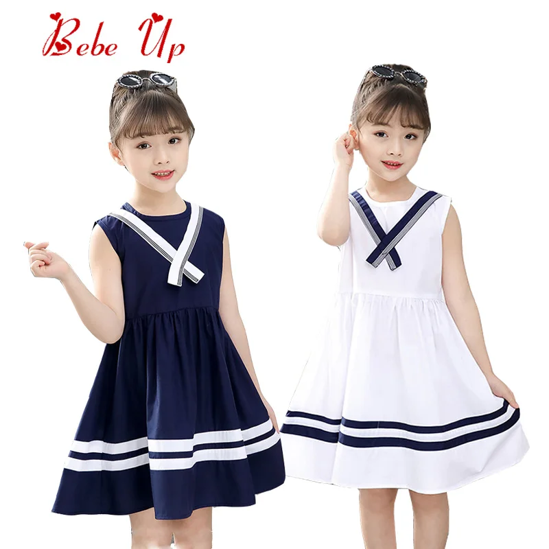 

Toddler Girl Summer Cotton Dress Blue White Girls Summer Dress 8 To 10 Years Kids Elegant Frocks Teen Girl School Dress Clothes