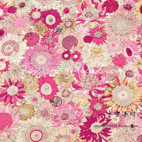 

140*50cm beautiful pink Sunflower cotton satin Sewing Fabric DIY Handmade Material Hometextile Patchwork For girl Bag