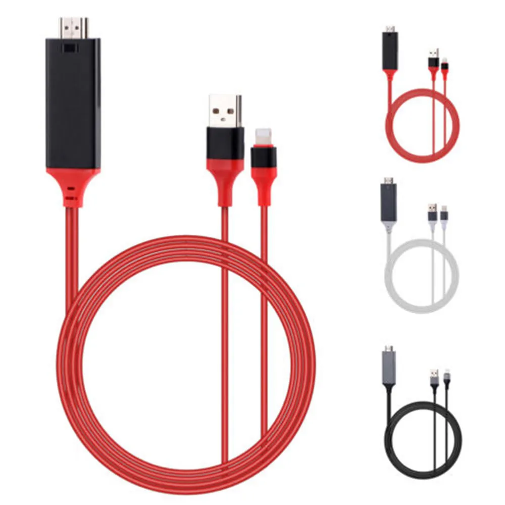

1080P HDTV TV Digital AV Adapter Cord 8 Pin to HDMI Cable USB HDMI Smart Converter Cable for Apple TV iPhone 6 7 8 X For iPad 2m