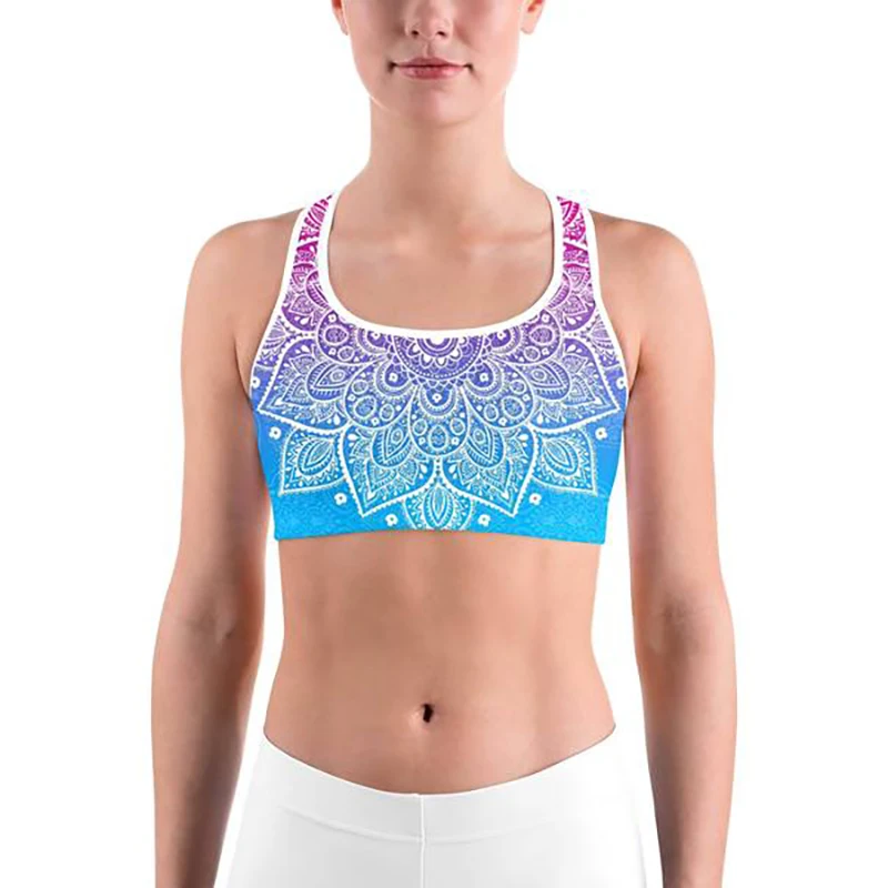 LI-FI Mandala Print Sports Bra High Stretch Breathable Top Fitness Women Padded for Running Yoga Gym Seamless Crop Bra Sport Bra - Цвет: SY4W