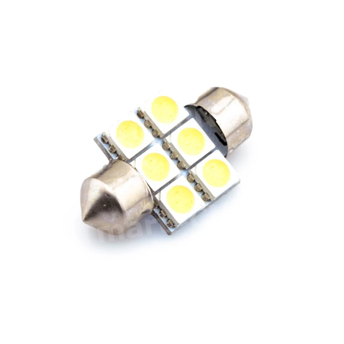 1pcs31mm 5050 SMD 6 светодиодный Белый купол с фестонами авто Интерьер чтениt дорожной карты огни двери лампа DC12V