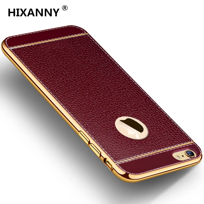 HIXANN Litchi grain luxury Plating TPU silicone mobile phone case For iphone 6 6s plus 7 Frame clear cover iphone6 |