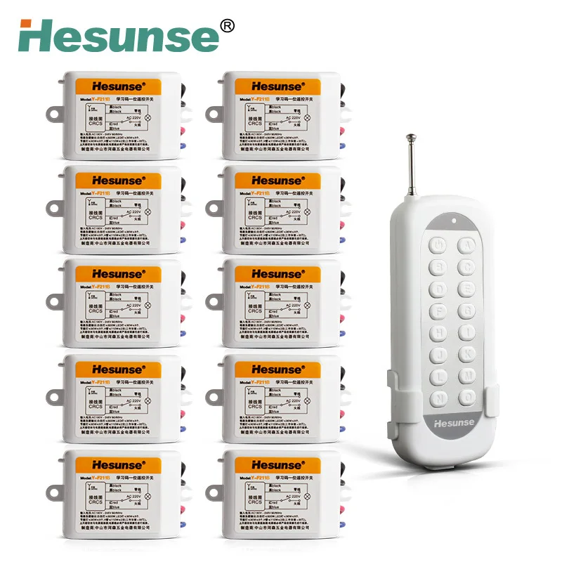 

Y-F211B1N10 220V 7A 433mhz 10 Channels Wireless RF Remote Control Switch Disconnect Switch Learning Code Switch 110V
