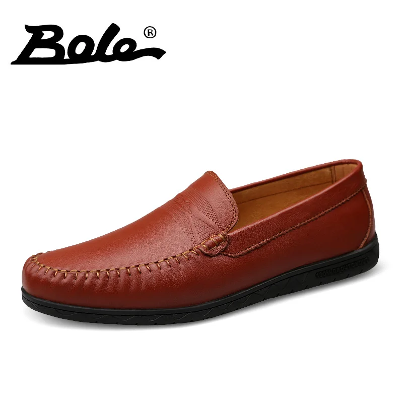 

BOLE Handmade Leather Men Causal Shoes Autumn New Slip on Men Driving Loafers Fashion Comfort Men Leather Shoes Flats Men Shoes