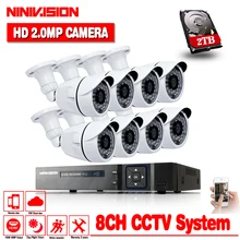 NINIVISION 8CH 1080 P AHD CCTV DVR Системы 8 шт. CCTV Камера s 2,0 мегапикселя Enhanced ИК безопасности Камера Системы с 2 ТБ HDD