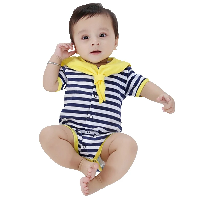 Summer Navy Baby Boys' Rompers Infant Sailor Suit Jumpsuit Roupas