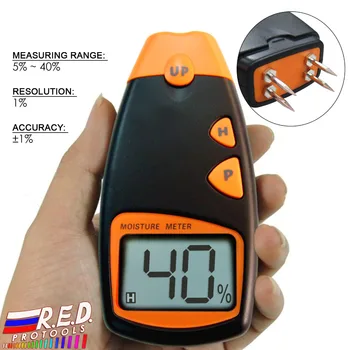 

Handheld Four Pins Digital LCD Wood Moisture Level Meter Tester 5% - 40% Range with Automatic Data Hold
