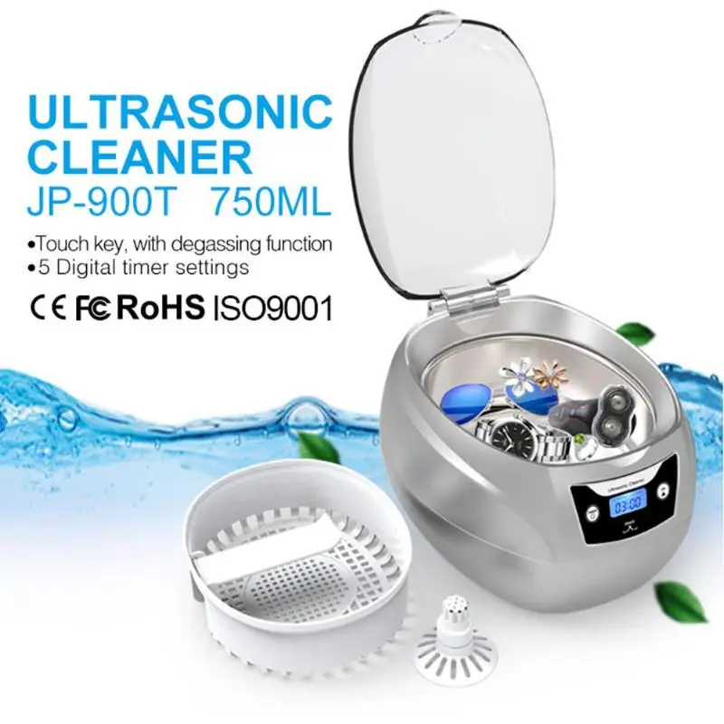 35W 750ML UV Screen Ultrasonic Bath Cleaner Jewelry Watches Glasses