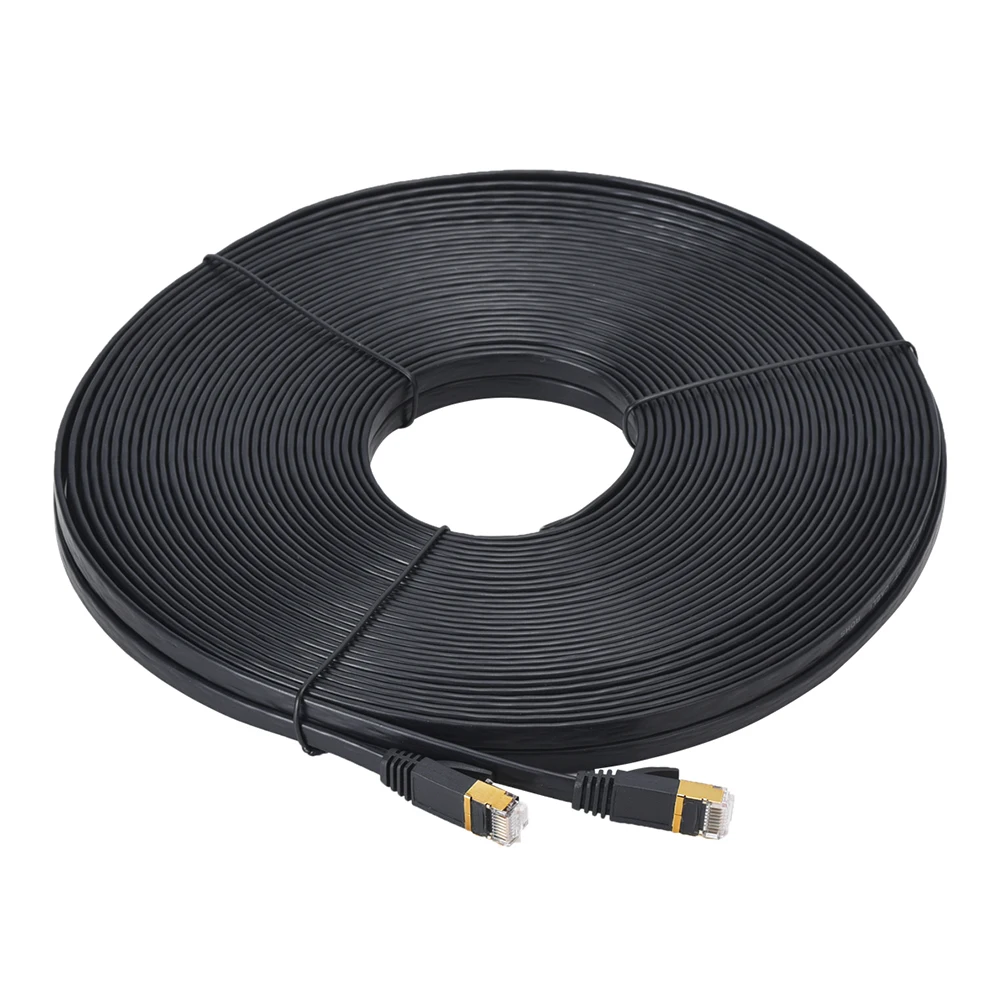 15 м 30 черный Кот 7 плоский Ethernet кабель Cat7 сетевой патч RJ45 экранированный (SSTP) Lan CAT7