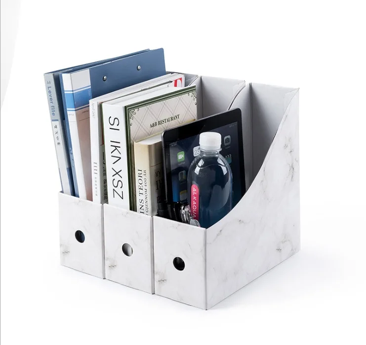 LOAAO Экологичная картонная коробка-органайзер, Офисная коробка для файлов, держатель, коробка для хранения книг, Настольная домашняя организация для хранения