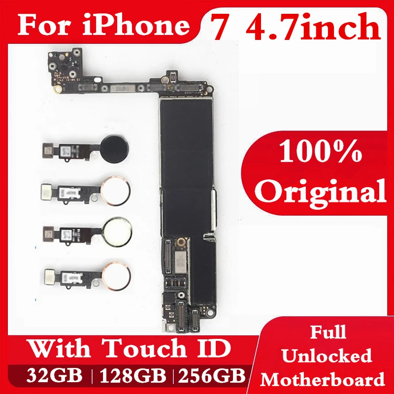 

For iPhone 7 Tested Good Working 100％ Original Factory Unlocked Motherboard for iPhone 7 4.7inch mainboard without/With Touch ID