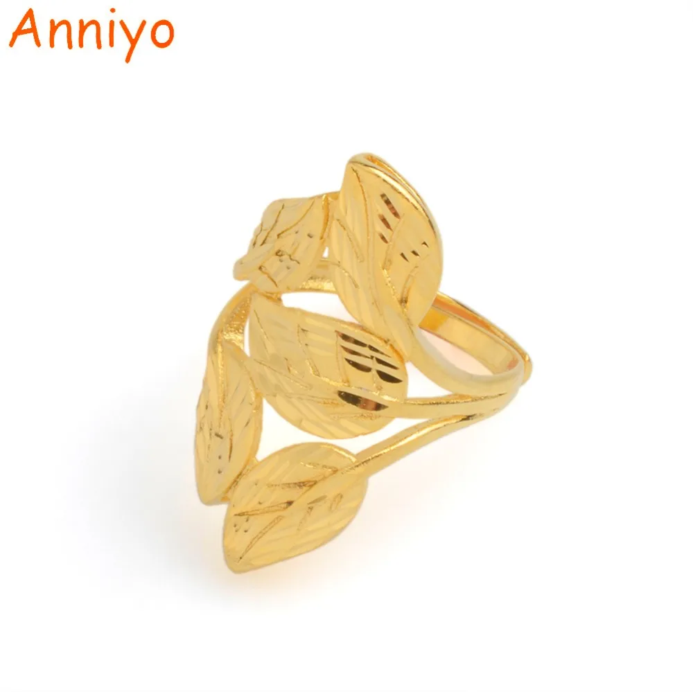 

Anniyo Leaves Ring Free Size for Women/Madam Ethiopian Gold Color African Tree Leaf Jewelry Gifts #002825