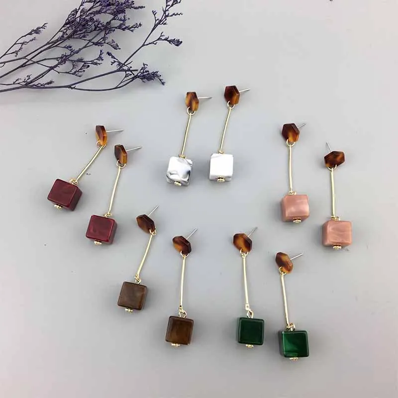 MODEBOX Длинные акриловые серьги простые Мути-цветные Серьги Эффектные ацетатные