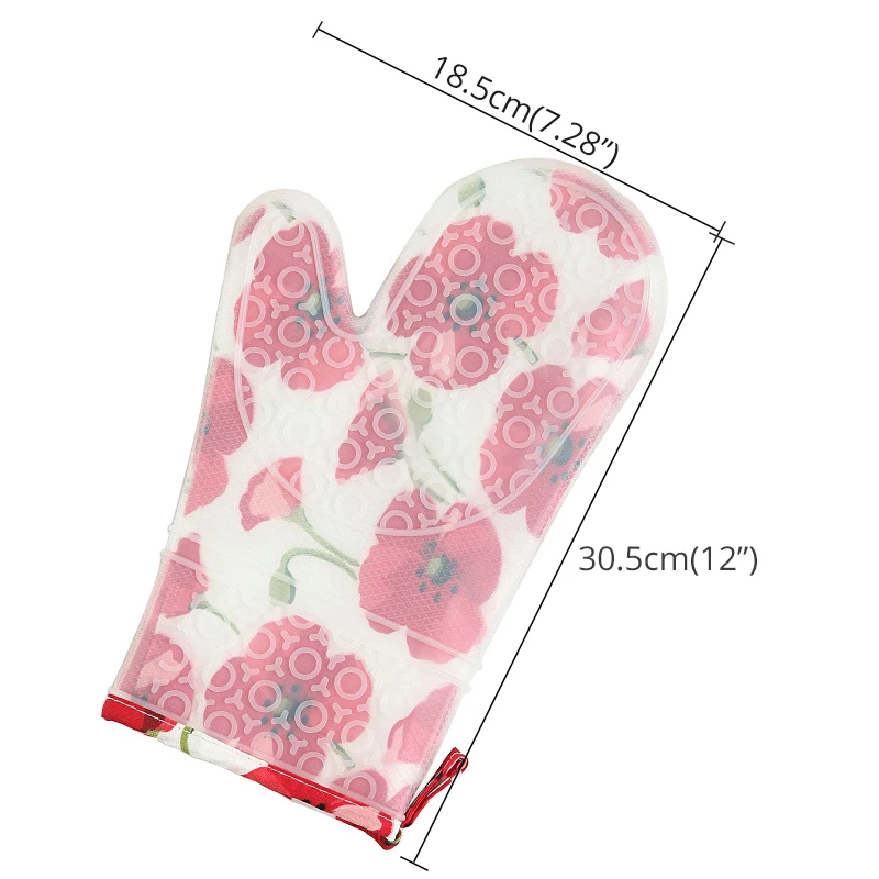 Oven Mitts - Silicone and Cotton Double-layer Heat Resistant Gloves / Silicone BBQ Gloves - Perfect for Baking Grilling - 1 Pair Oven Mitts - Silicone and Cotton Double-layer Heat Resistant Gloves / Silicone BBQ Gloves - Perfect for Baking Grilling - 1 Pair