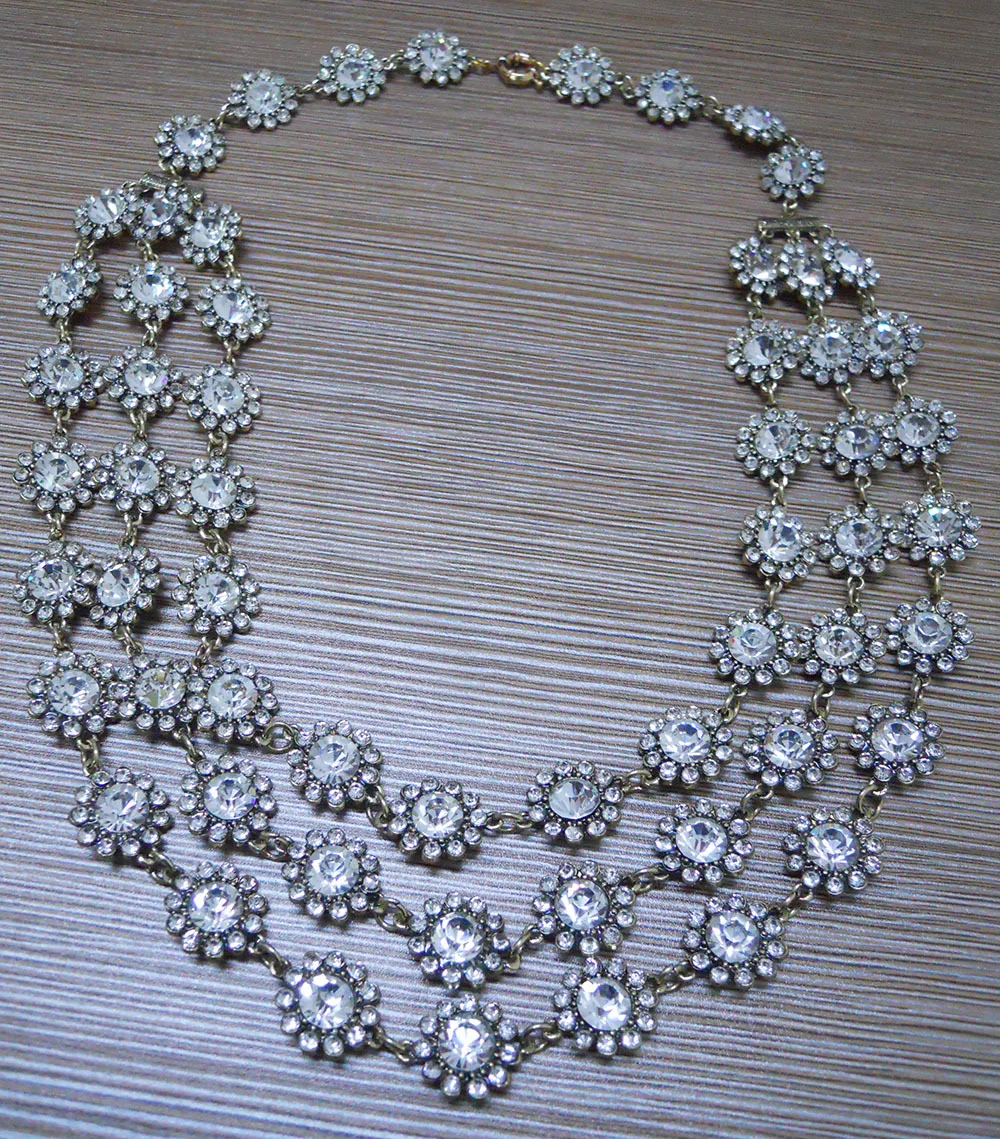 new design lady black grey mixed crystal heavy bib statement gorgeous necklace