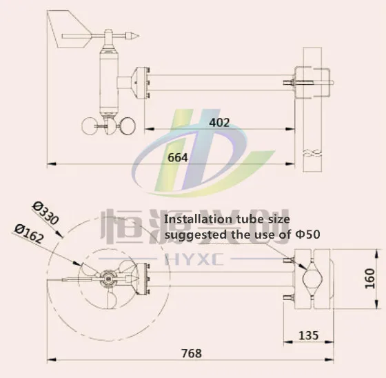 Скорость ветра и направление датчика; Выходной сигнал: 4-20mA/импульсный сигнал; подходит для холодной, низкой температуры окружающей среды