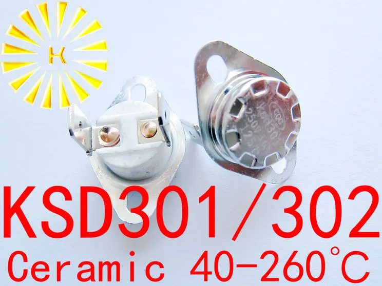 

KSD302 16A 40-260 degree Ceramic 250V KSD301 Normally Open/Closed Temperature Switch Thermostat x 10PCS FREE SHIPPING
