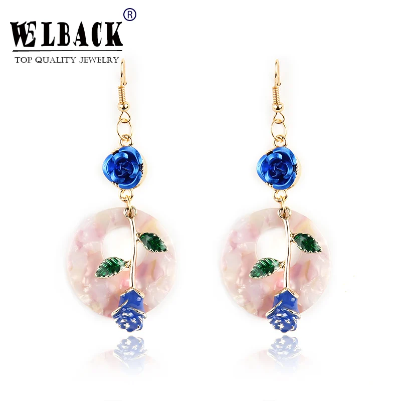 

2018 New Fashion Flower Red Rose Brincos Earrings For Women Circular Crystal Sweet Brief Elegant Earring Women Jewelry