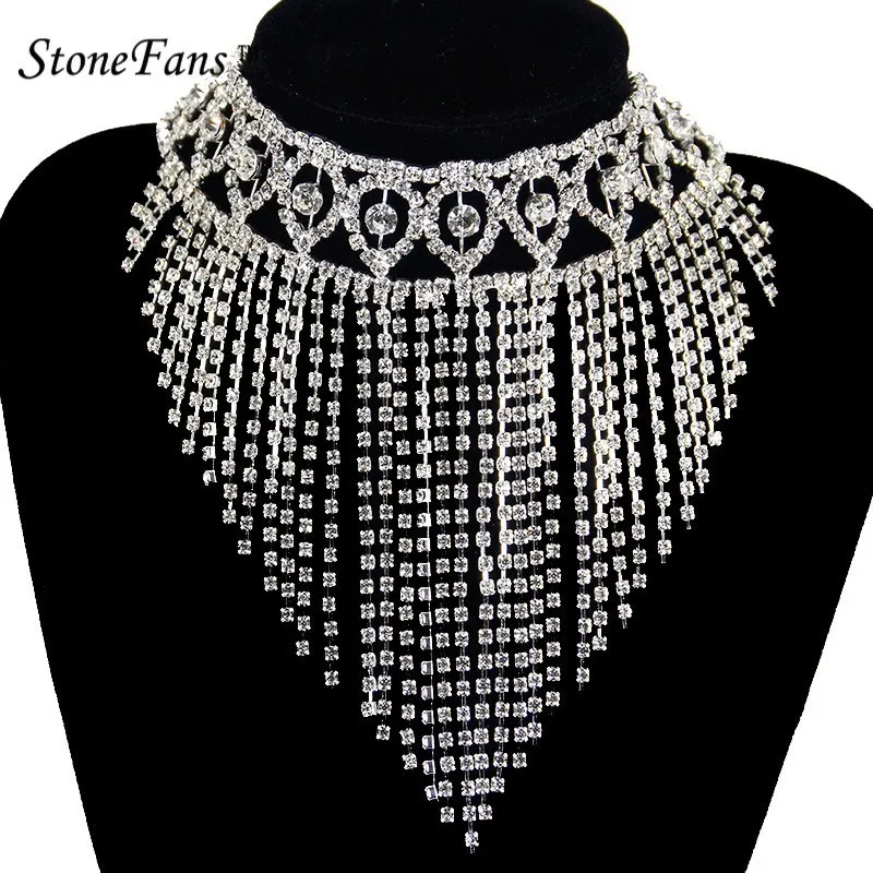 StoneFans, колье, длинное ожерелье, s для женщин,, серебряные ювелирные изделия, подвеска, воротник, овальная цепочка, ожерелье, женская мода