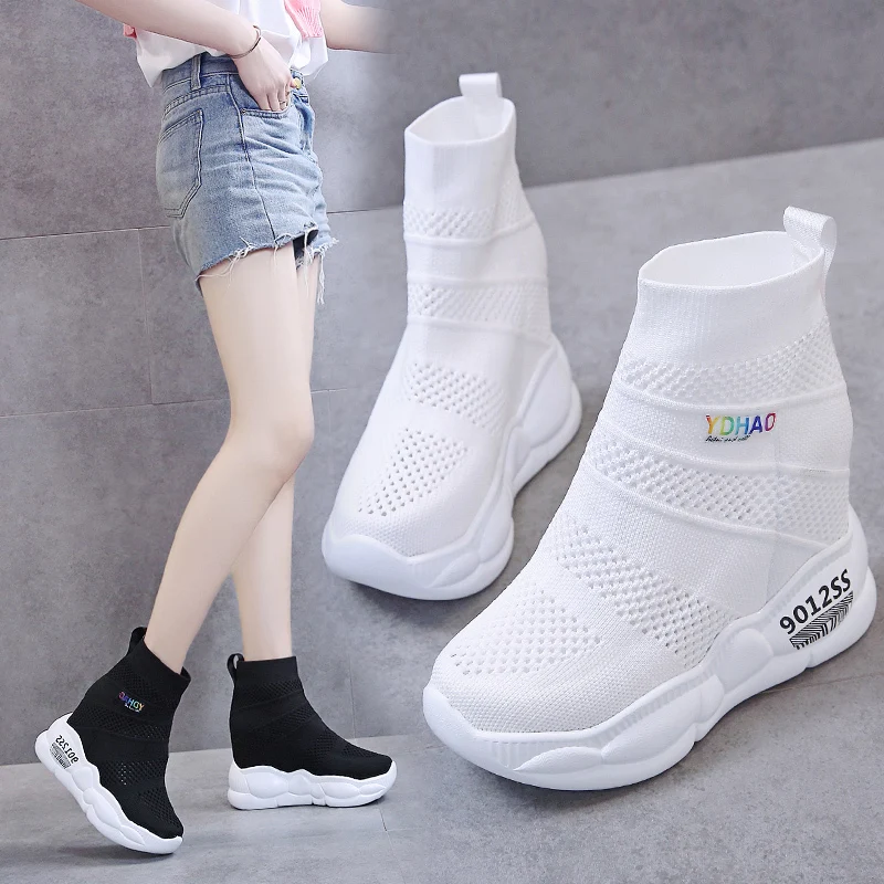 

ladies high platform sneakers shoes 2019 fashion hidden heel womens trainers zapatillas mujer plataforma walking shoes women