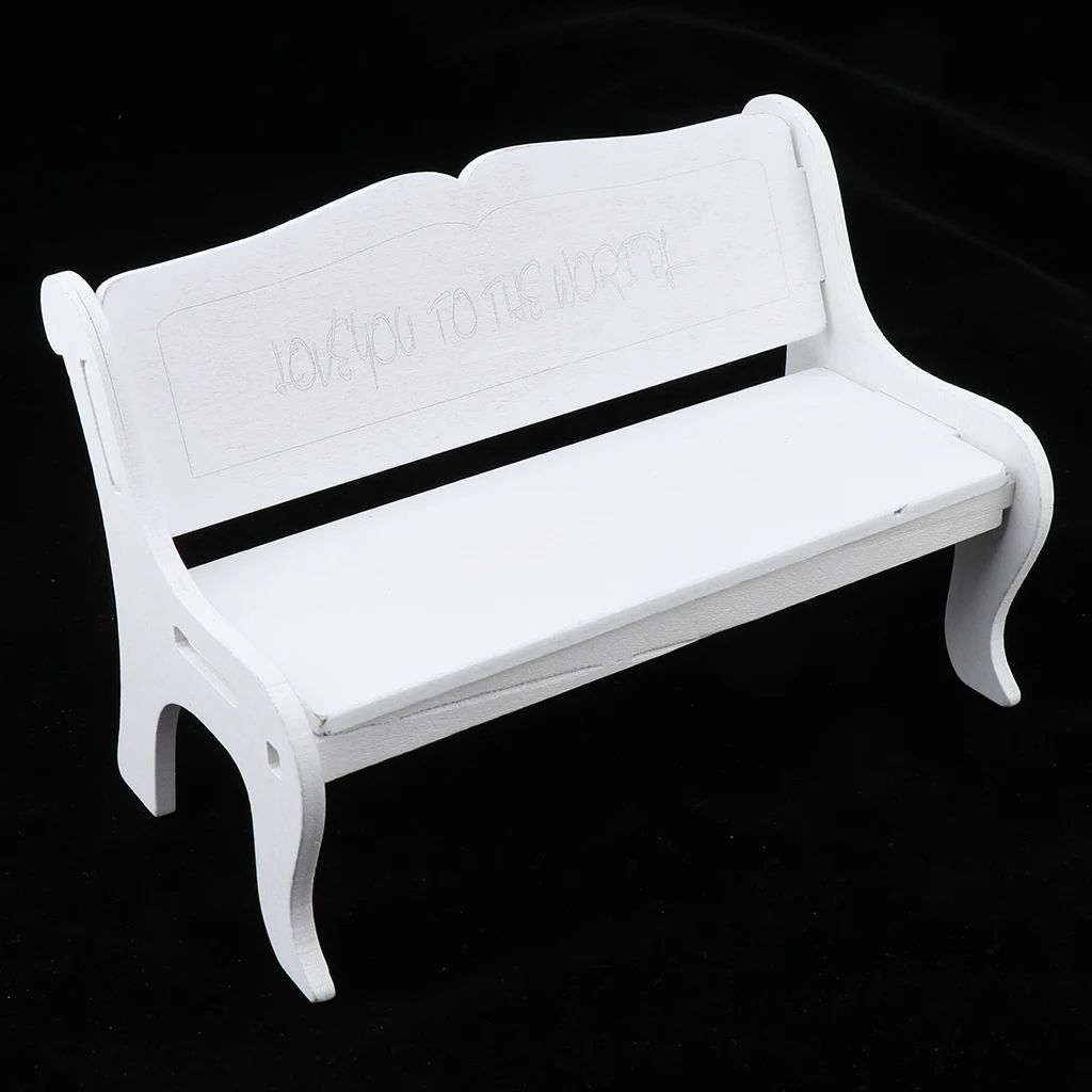1/6 BJD Doll European Solid Park Bench Garden/Outdoor/Patio Chair Furniture Kid Pretend Play Toy White