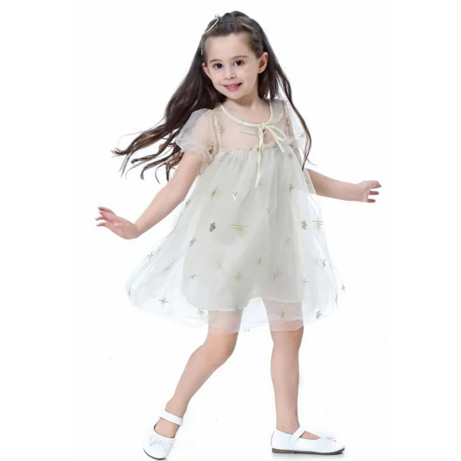 Girls Princess Stars Twinkled Dress 2018 Summer Children New Tulle Lined TUTU (14)