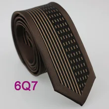 YIBEI Coachella повседневные мужские Узкие галстуки коричневые воображаемые линии и вертикальные полосы Галстуки узкая коричневая кайма Cravatta тонкий шейный галстук