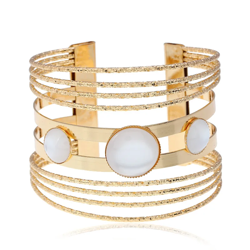 DIEZI Мода различных стилей смоляные браслеты для мужчин и женщин кристалл горный хрусталь браслет Гладкий широкий открытие регулируемый браслет - Окраска металла: white