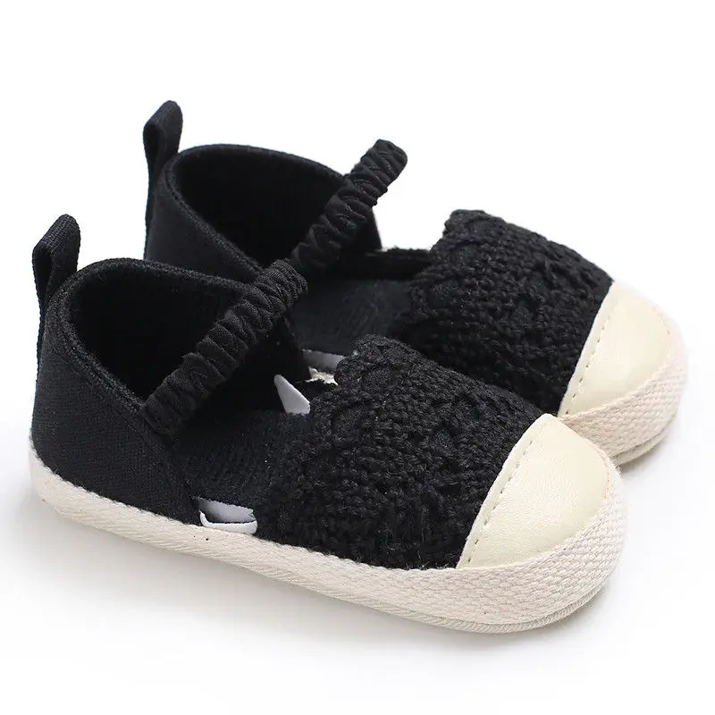 Новейший бренд новорожденных девочек мягкая подошва кроватки обувь анти-кроссовки обувь для грудничков от 0 до 18 месяцев - Цвет: Черный
