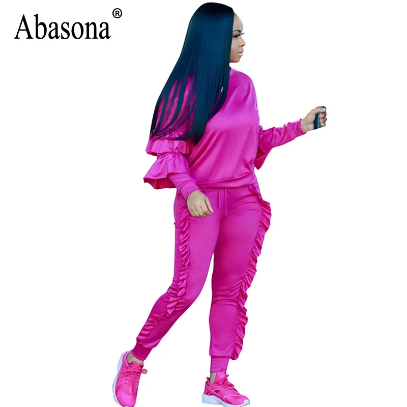 Abasona женские комбинезоны с длинными рукавами и оборками комплект из двух предметов осень-зима женская одежда Повседневное комбинезоны для