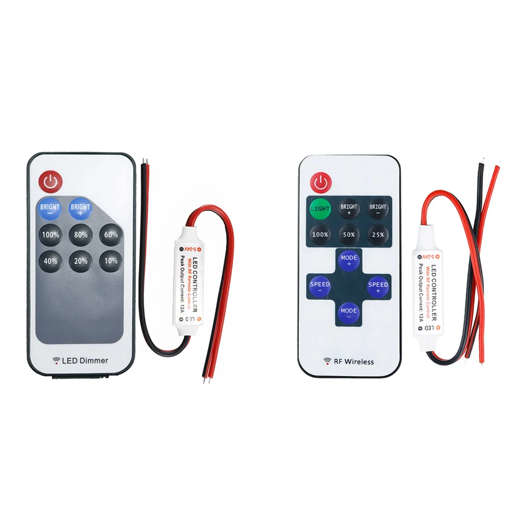 

DC5V 12V 24V Dimmer LED Strip Controller with Mini 9 Keys 11 Keys Remote Control Switch 5050 3528 SMD Single Color Led Strip JQ