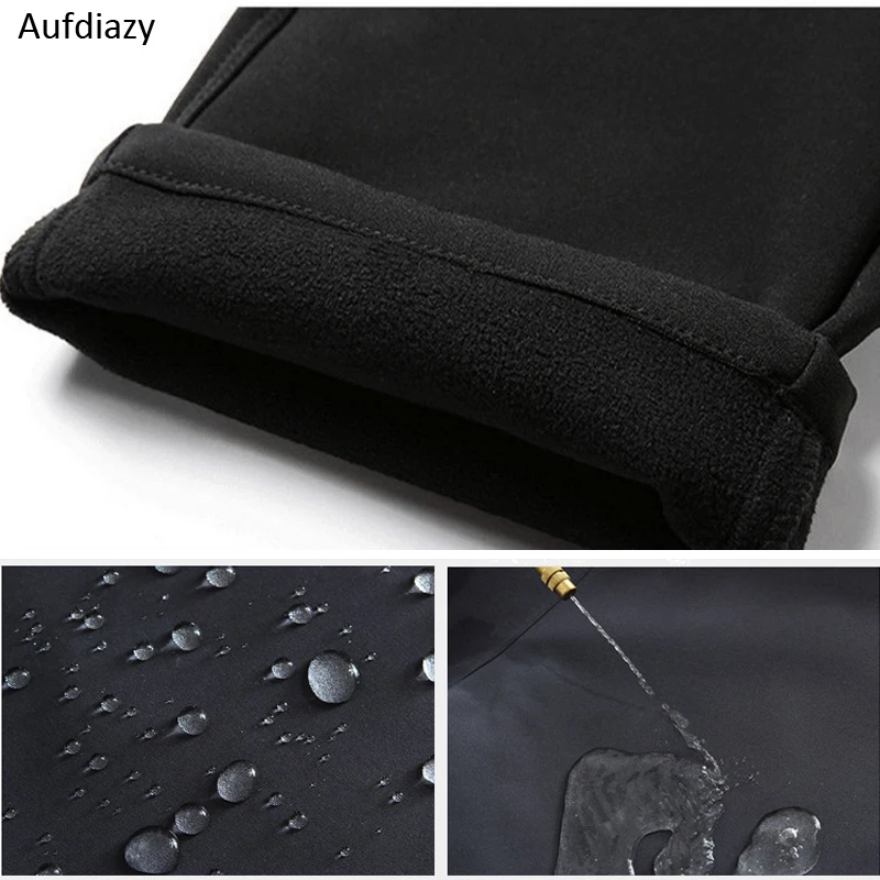 Aufdiazy hombres invierno Fleece Softshell Trekking caminando pantalones hombres pantalones a prueba de viento impermeables para acampar al aire libre pesca JM103