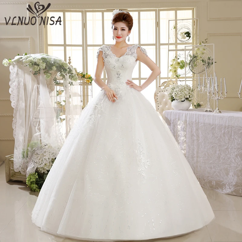Robe de Mariage Sexy v-образным вырезом с открытой спиной Кружева Бисер Кристалл груши