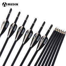 6/12 pcs 80cm Spine 1000 Carbon Arrows with with Black and White Feather for Compound/Recurve Bow Hunting Archery 6/12 pcs 80cm Spine 1000 Carbon Arrows with with Black and White Feather for Compound/Recurve Bow Hunting Archery