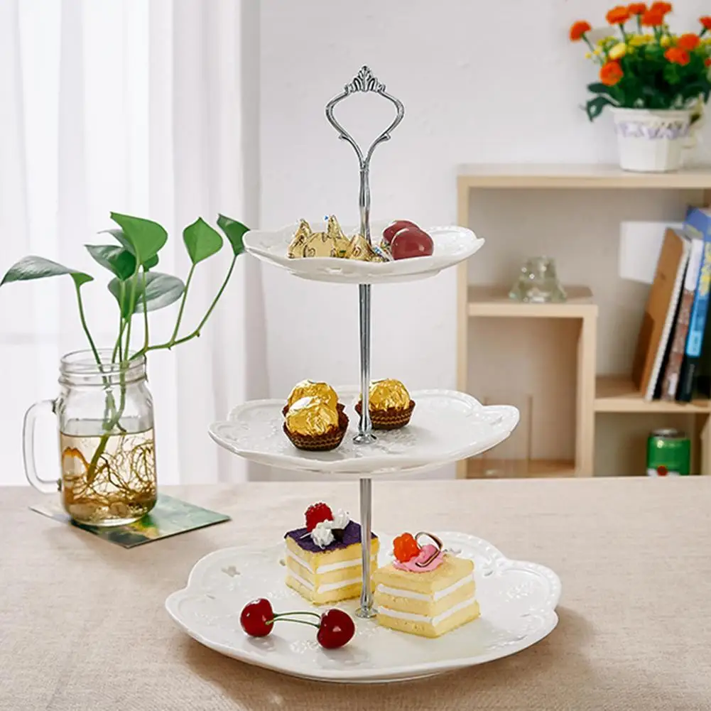 

3 Tiers Round Serving Tray Platters Appetizer or Dessert & Cake Stand Great For Wedding Tea Party Holiday Dinners